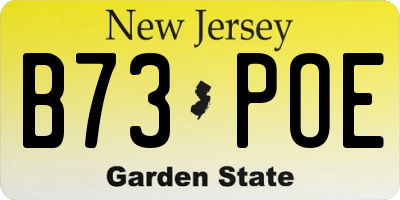 NJ license plate B73POE