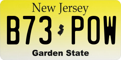 NJ license plate B73POW
