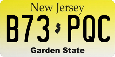 NJ license plate B73PQC