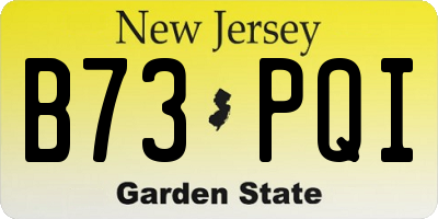 NJ license plate B73PQI