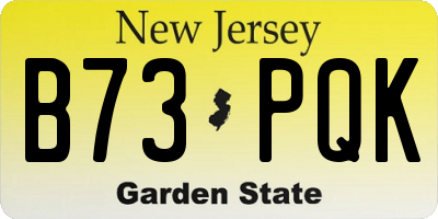 NJ license plate B73PQK