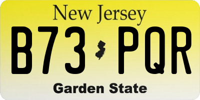 NJ license plate B73PQR