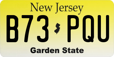 NJ license plate B73PQU