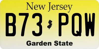 NJ license plate B73PQW