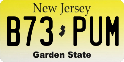 NJ license plate B73PUM