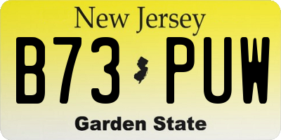 NJ license plate B73PUW