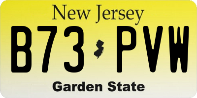 NJ license plate B73PVW