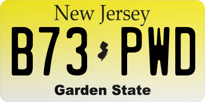 NJ license plate B73PWD