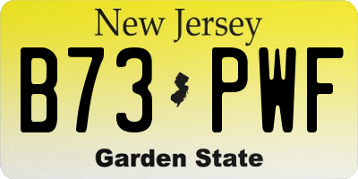 NJ license plate B73PWF