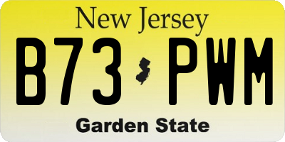 NJ license plate B73PWM