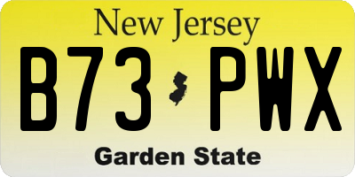 NJ license plate B73PWX