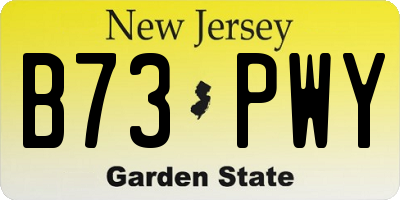 NJ license plate B73PWY