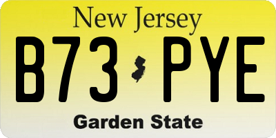 NJ license plate B73PYE