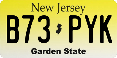 NJ license plate B73PYK