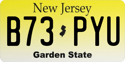 NJ license plate B73PYU