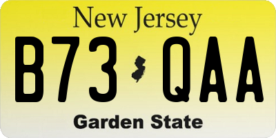 NJ license plate B73QAA