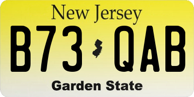 NJ license plate B73QAB