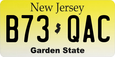 NJ license plate B73QAC