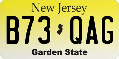 NJ license plate B73QAG