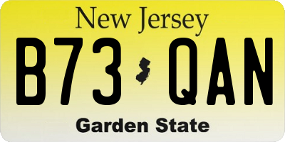 NJ license plate B73QAN