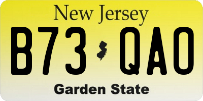 NJ license plate B73QAO