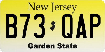 NJ license plate B73QAP