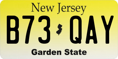 NJ license plate B73QAY