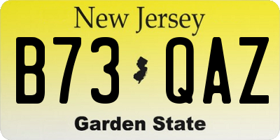NJ license plate B73QAZ