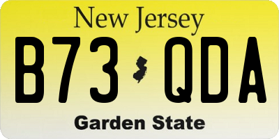 NJ license plate B73QDA