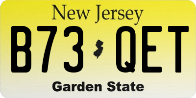 NJ license plate B73QET