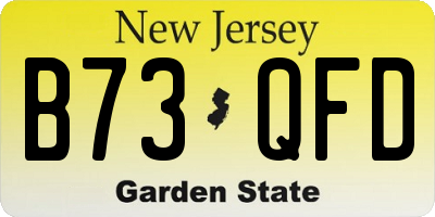 NJ license plate B73QFD