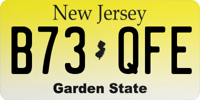 NJ license plate B73QFE