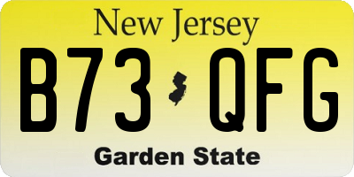 NJ license plate B73QFG