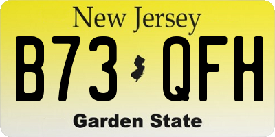 NJ license plate B73QFH