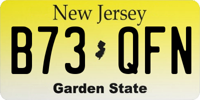 NJ license plate B73QFN