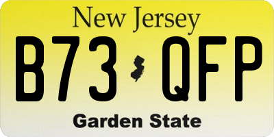 NJ license plate B73QFP