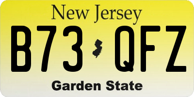 NJ license plate B73QFZ