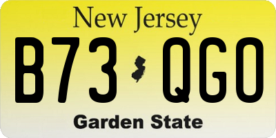 NJ license plate B73QGO
