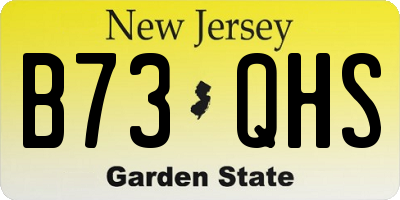 NJ license plate B73QHS