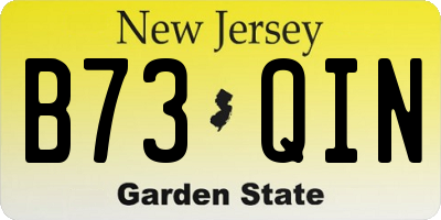 NJ license plate B73QIN