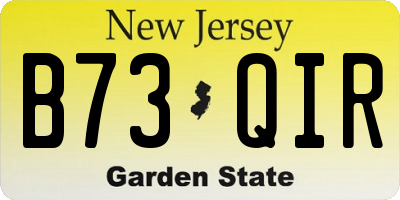 NJ license plate B73QIR