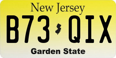 NJ license plate B73QIX