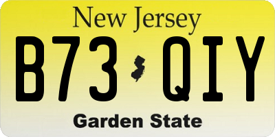 NJ license plate B73QIY