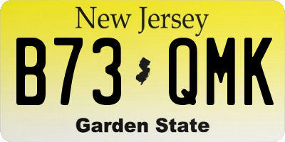 NJ license plate B73QMK