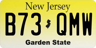 NJ license plate B73QMW