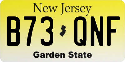 NJ license plate B73QNF