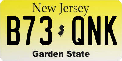 NJ license plate B73QNK