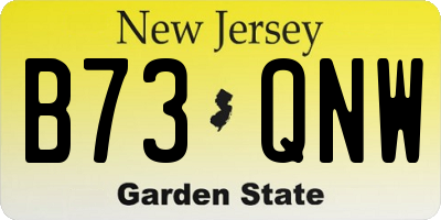 NJ license plate B73QNW