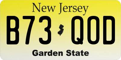 NJ license plate B73QOD