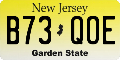 NJ license plate B73QOE